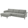 ECKSOFA  in Chenille, Flachgewebe Silberfarben  175/316 cm  - Silberfarben/Schwarz, Design, Textil/Metall (175/316cm) - Dieter Knoll