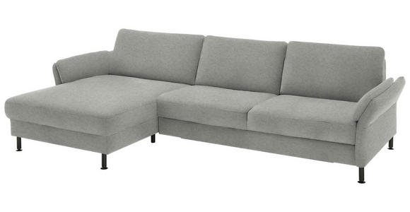 ECKSOFA  in Chenille, Flachgewebe Silberfarben  175/316 cm  - Silberfarben/Schwarz, Design, Textil/Metall (175/316cm) - Dieter Knoll