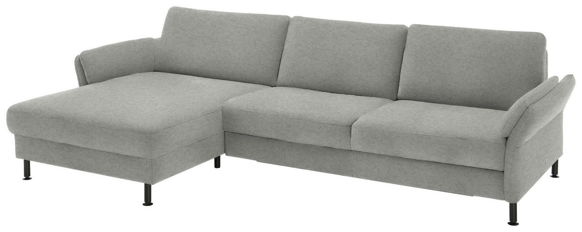 ECKSOFA  in Chenille, Flachgewebe Silberfarben  175/316 cm  - Silberfarben/Schwarz, Design, Textil/Metall (175/316cm) - Dieter Knoll