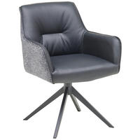 ARMLEHNSTUHL  in Eisen Webstoff Echtleder pigmentiert  - Schwarz, Design, Leder/Textil (61/64/84,5cm) - Valdera