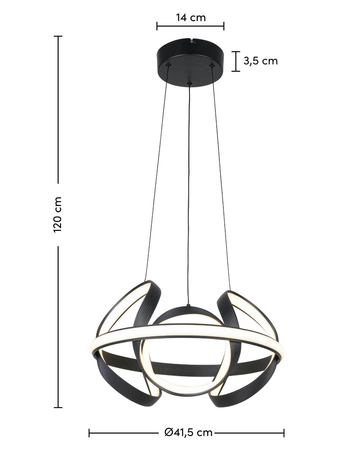 HÄNGELEUCHTE 41,5/120 cm   - Schwarz, Trend, Kunststoff/Metall (41,5/120cm) - Collet's Monde