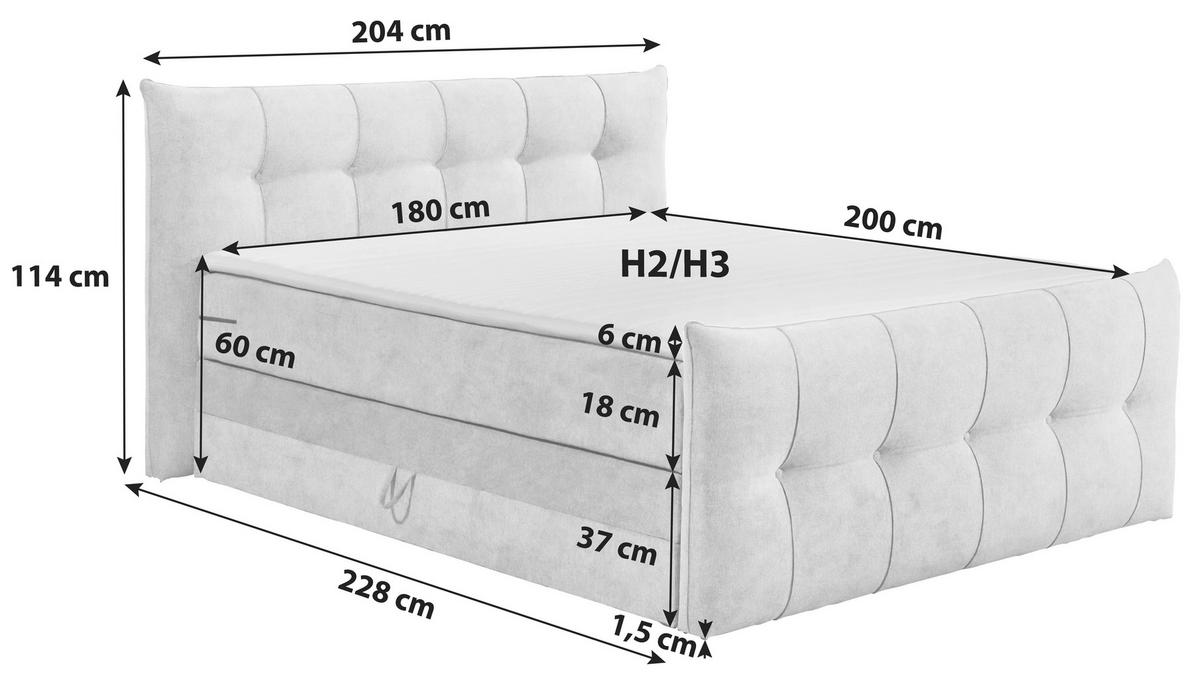 BOXSPRINGBETT 180/200 cm  Braun, Grau  - Schwarz/Braun, Konventionell, Kunststoff/Textil (180/200cm) - Esposa