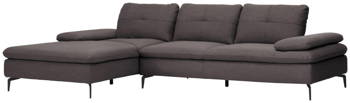 ECKSOFA in Webstoff Graphitfarben  - Schwarz/Graphitfarben, Design, Textil/Metall (179/301cm) - Chilliano