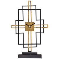 TISCHUHR  Schwarz, Goldfarben  - Goldfarben/Schwarz, Trend, Metall (32/49,5/11cm) - Ambia Home