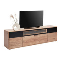 LOWBOARD Schwarz, Eiche Bianco  200/59/42 cm  - Eiche Bianco/Schwarz, Natur, Holz/Holzwerkstoff (200/59/42cm) - Linea Natura