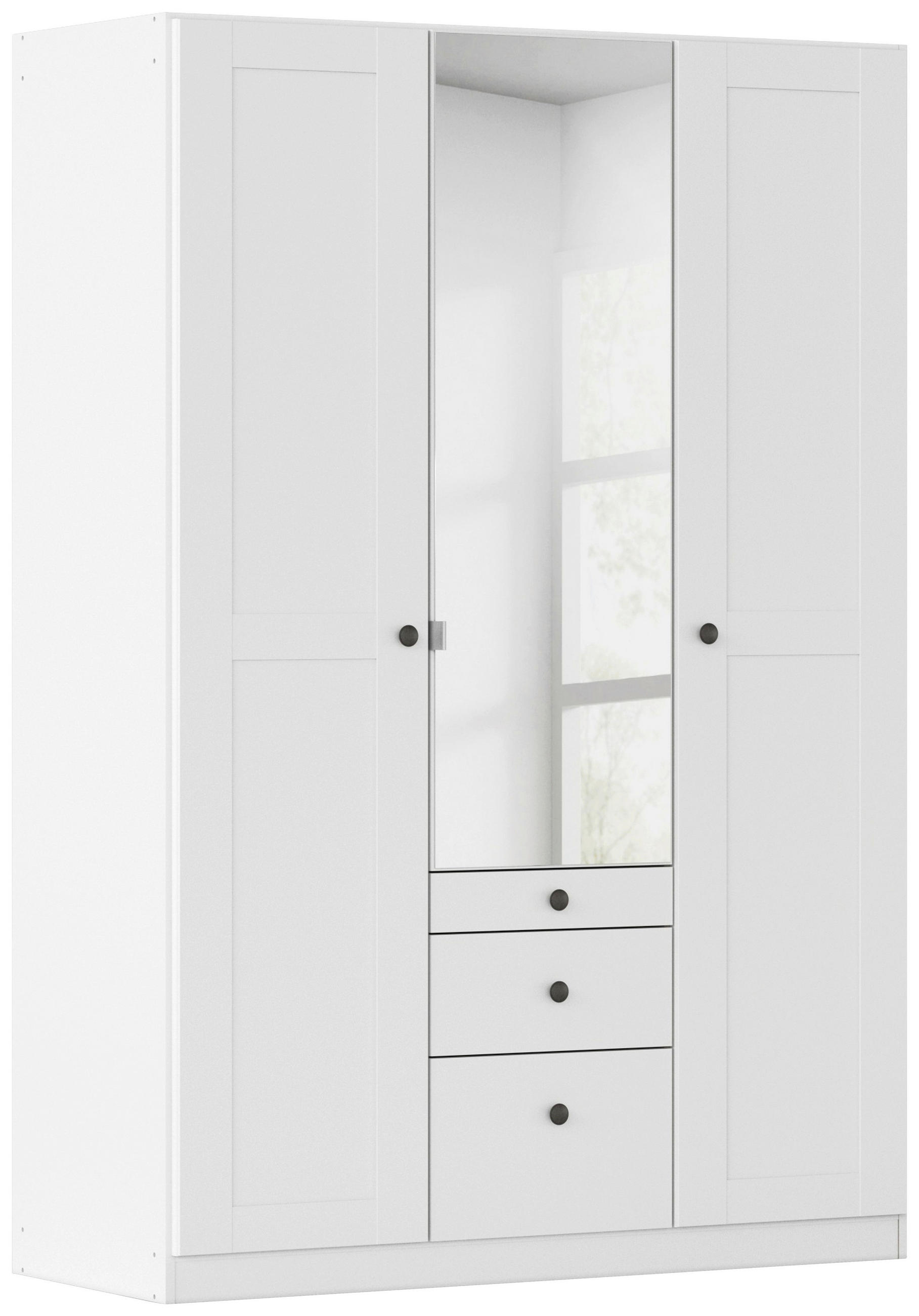 DREHTÜRENSCHRANK 136/197/54 cm,  in Weiß, 3-türig  - Schwarz/Weiß, KONVENTIONELL, Glas/Holzwerkstoff (136/197/54cm) - home24