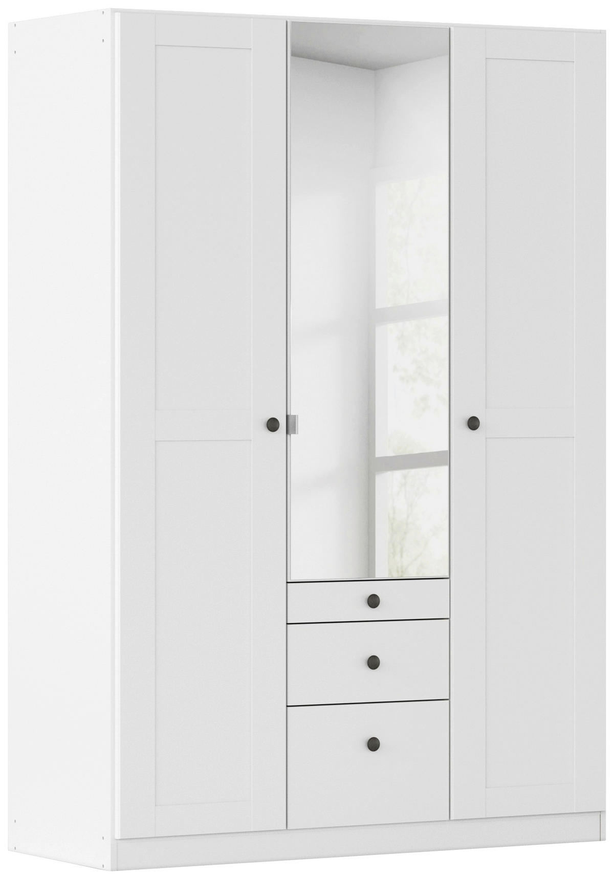 DREHTÜRENSCHRANK 136/197/54 cm,  in Weiß, 3-türig  - Schwarz/Weiß, KONVENTIONELL, Glas/Holzwerkstoff (136/197/54cm) - home24