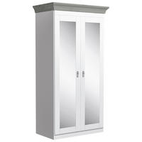 DREHTÜRENSCHRANK 108/210/64 cm,  in Grau, Klar, Weiß, 2-türig  - Klar/Weiß, ROMANTIK / LANDHAUS, Glas/Holz (108/210/64cm) - Boxxx