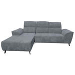 ECKSOFA Dunkelgrau Cord Rücken echt, Kopfteilverstellung, Sitzvorzug  - Dunkelgrau/Schwarz, KONVENTIONELL, Textil/Metall (196/290cm) - Carryhome