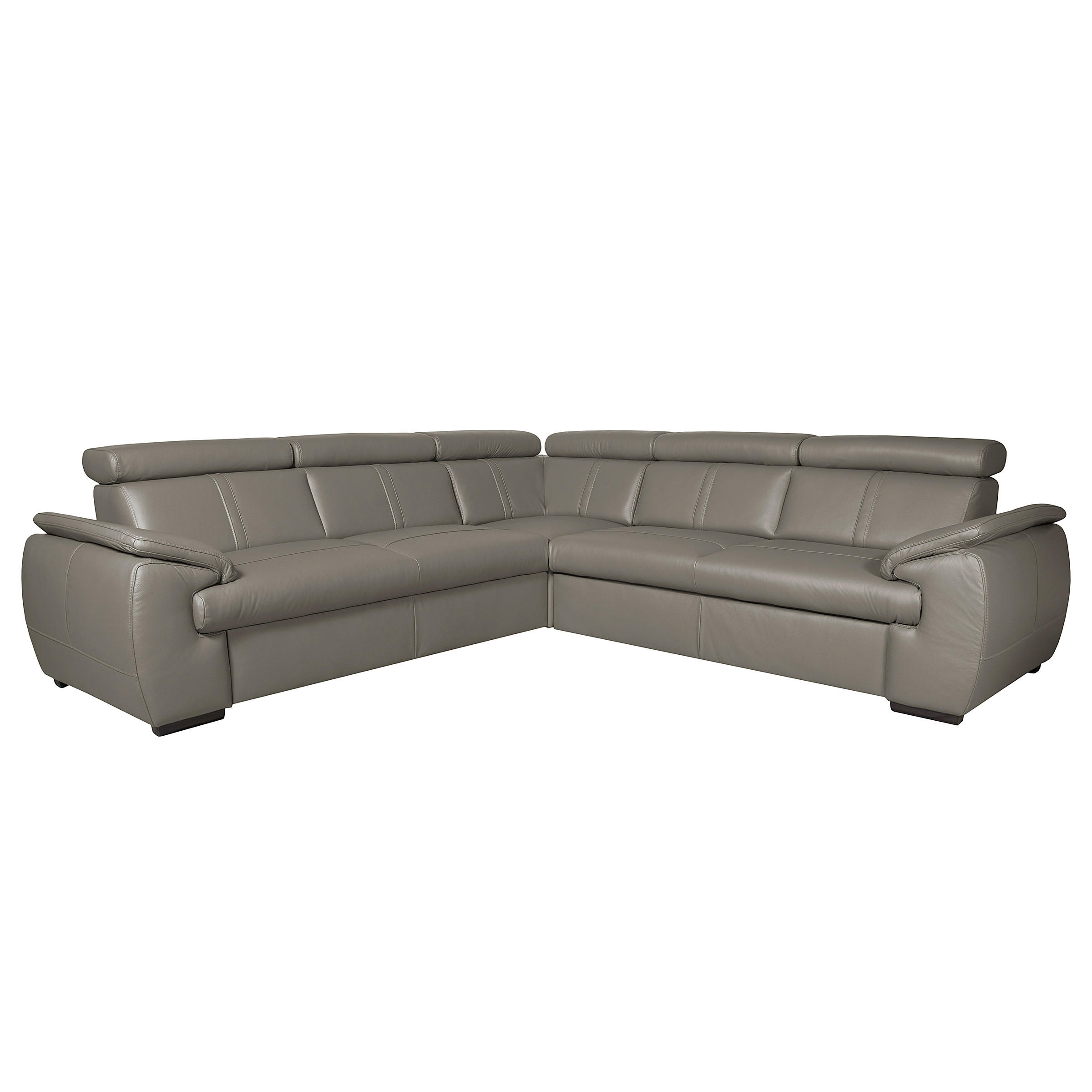 ECKSOFA  in Echtleder Schlammfarben  - Wengefarben/Schlammfarben, Design, Leder/Holz (265/265cm) - Livetastic
