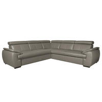 ECKSOFA  in Echtleder Schlammfarben  - Wengefarben/Schlammfarben, Design, Leder/Holz (265/265cm) - Livetastic
