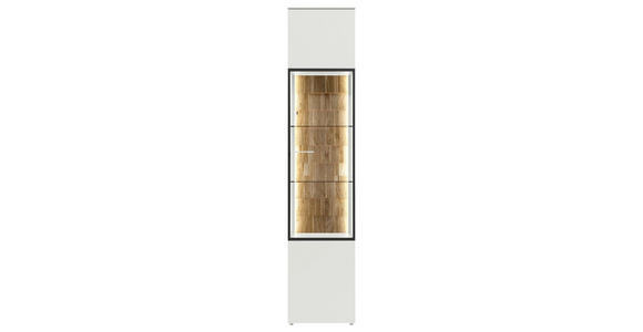 VITRINE  in massiv Eiche Weiß, Eichefarben - Eichefarben/Weiß, Design, Glas/Holz (45/215/42cm) - Moderano