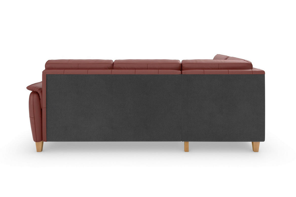 ECKSOFA PALMERA E Rotbraun Echtleder  - Rotbraun/Eichefarben, Basics, Leder/Holz (212/236cm) - Sit & More