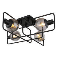 DECKENLEUCHTE    61/61/20 cm  - Schwarz, Design, Glas/Metall (61/61/20cm) - Globo