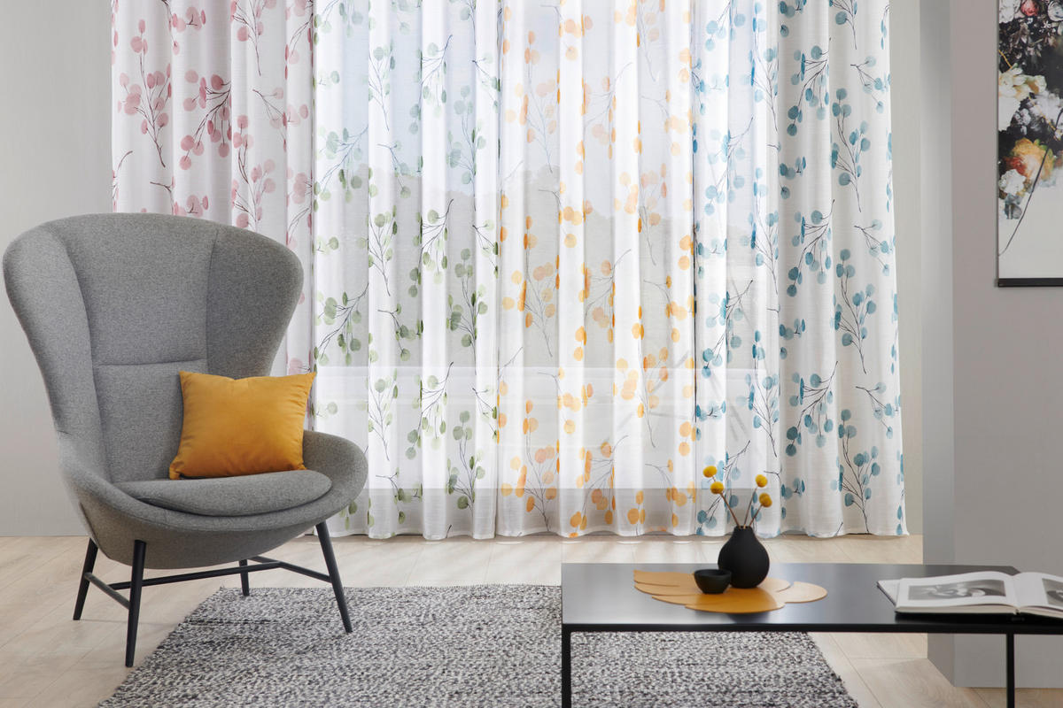 PERDEA CU INELE TIP CAPSĂ semitransparent  - albastru, Konventionell, textil (135/245cm) - Esposa