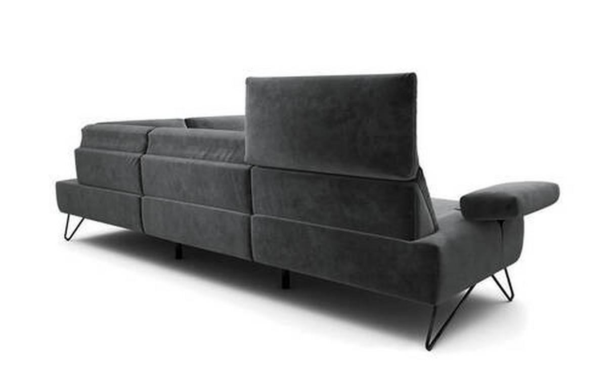 ECKSOFA in Samt Anthrazit  288-303/213 cm  - Anthrazit/Schwarz, Design, Textil/Metall (288-303/213cm) - SENSOO