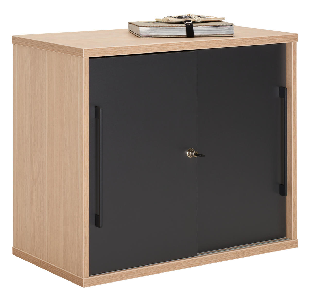 AKTENSCHRANK 80/72-78,5/43 cm  - Eichefarben/Anthrazit, Design, Holzwerkstoff (80/72-78,5/43cm)