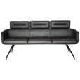 SITZBANK 200/91/70 cm Echtleder Schwarz  - Schwarz, Design, Leder/Metall (200/91/70cm) - Dieter Knoll