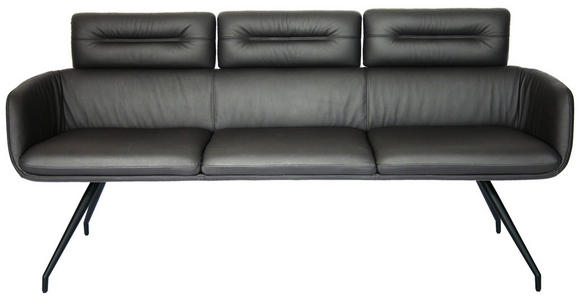 SITZBANK 200/91/70 cm Echtleder Schwarz  - Schwarz, Design, Leder/Metall (200/91/70cm) - Dieter Knoll