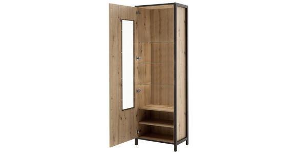 VITRINE in Anthrazit, Eichefarben - Eichefarben/Anthrazit, Design, Glas/Holzwerkstoff (65/200/40cm) - Carryhome