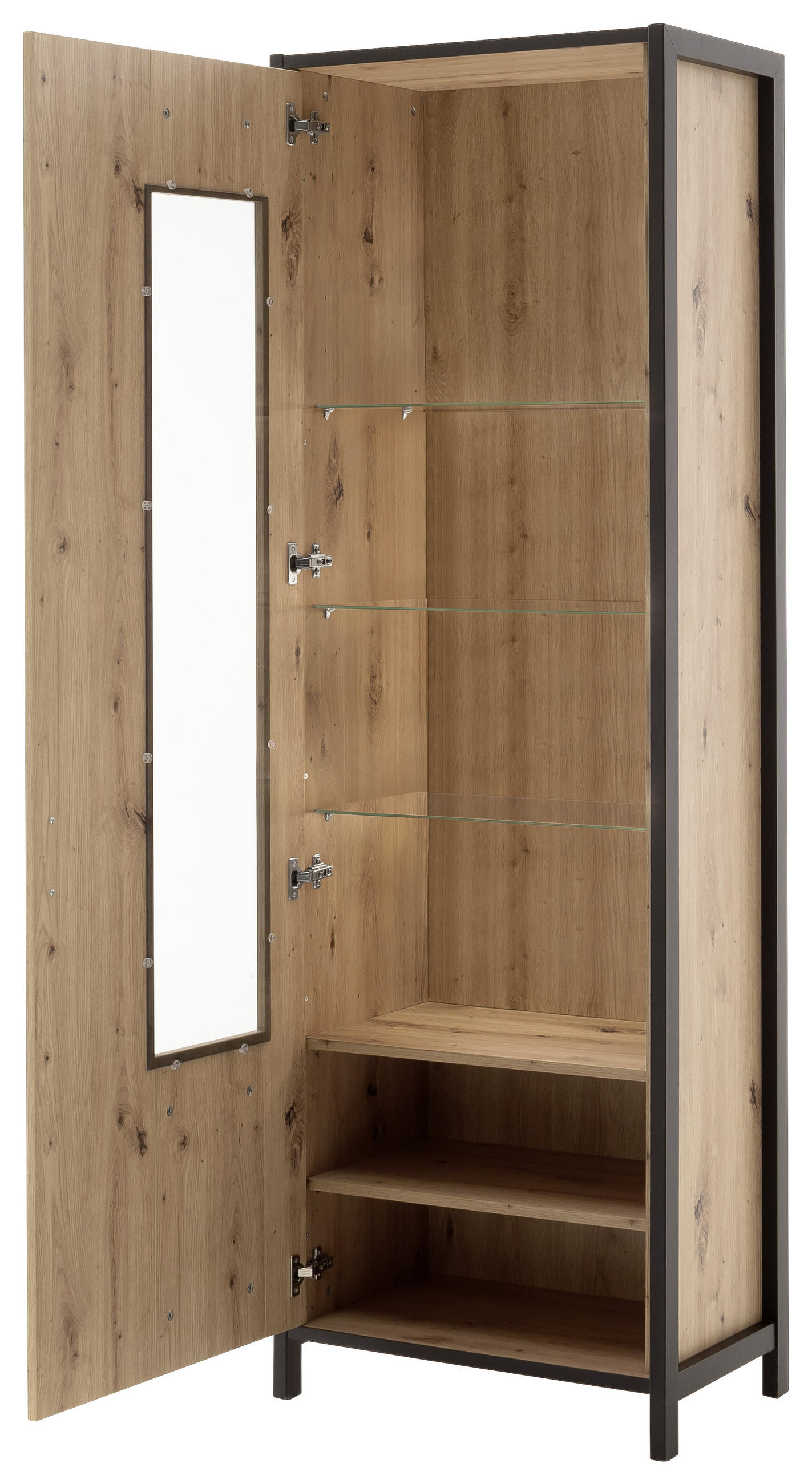 VITRINE in Anthrazit, Eichefarben - Eichefarben/Anthrazit, Design, Glas/Holzwerkstoff (65/200/40cm) - Carryhome