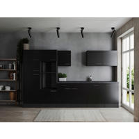 KÜCHENLEERBLOCK 340 cm   in Grau, Schwarz  - Silberfarben/Schwarz, Design, Holzwerkstoff/Metall (340cm) - Respekta