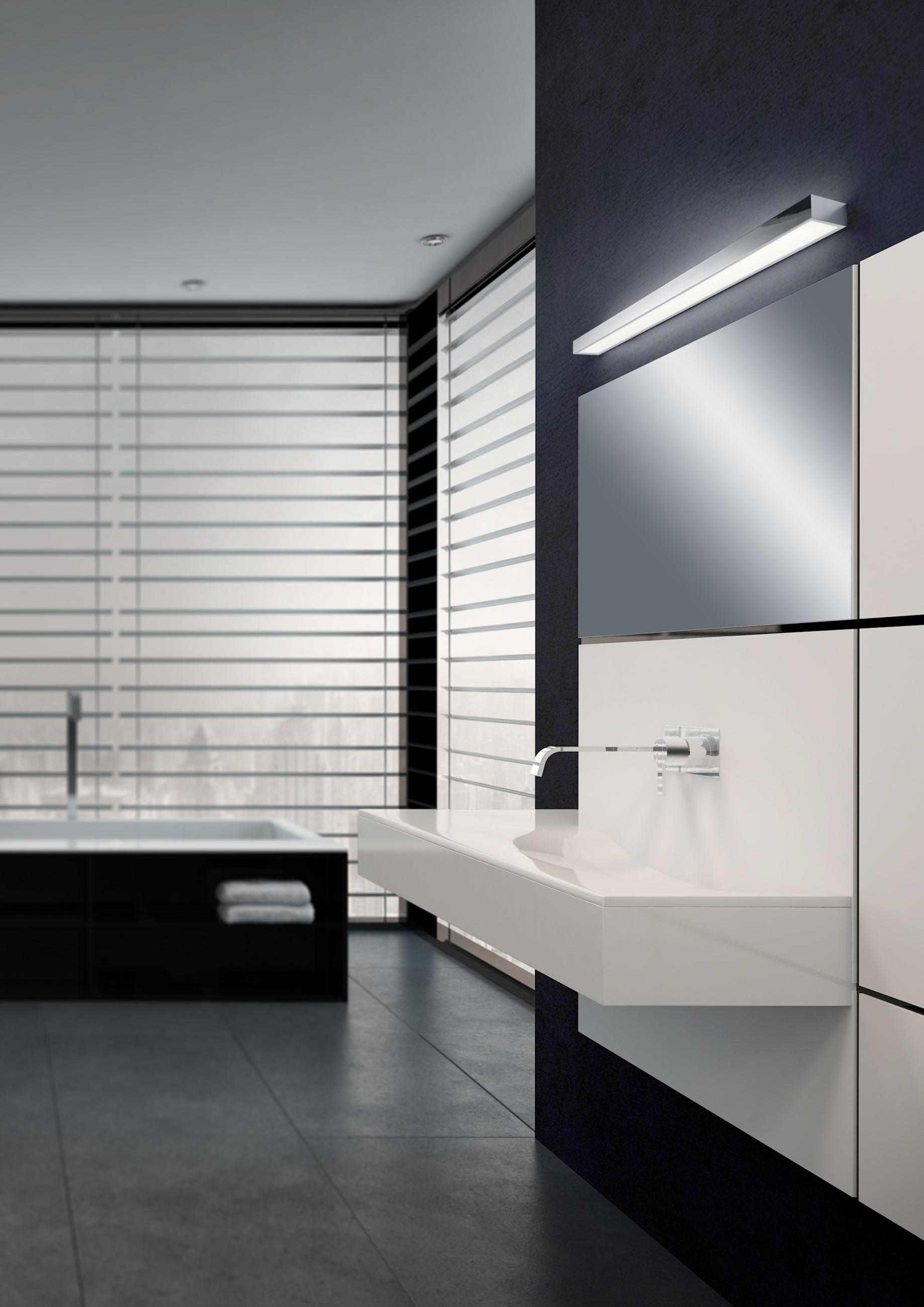 LED-WANDLEUCHTE 90/4,5/8 cm   - Chromfarben, Design, Glas/Metall (90/4,5/8cm) - Helestra