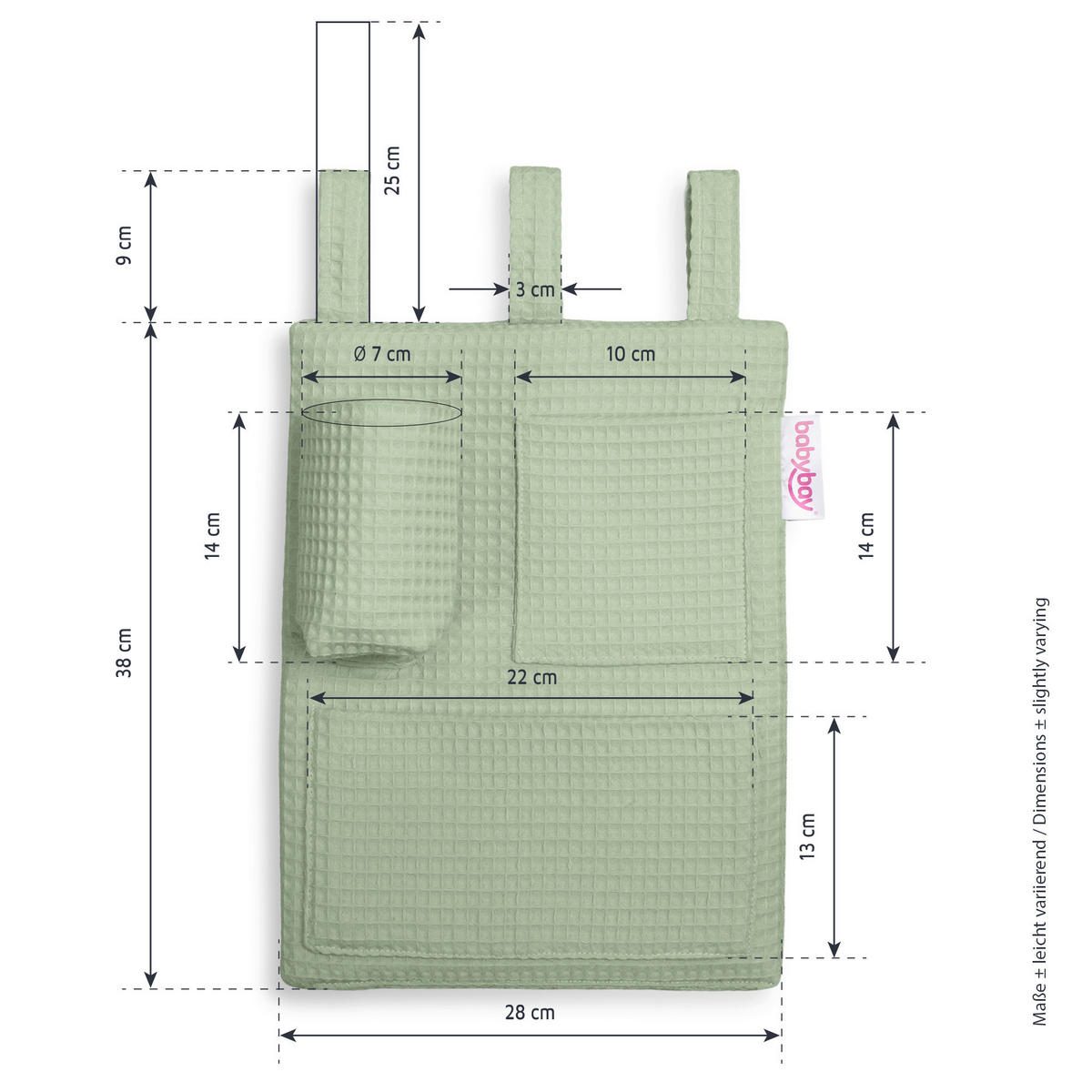 BETTTASCHE - Jadegrün, Basics (38/28/2,5cm) - Babybay