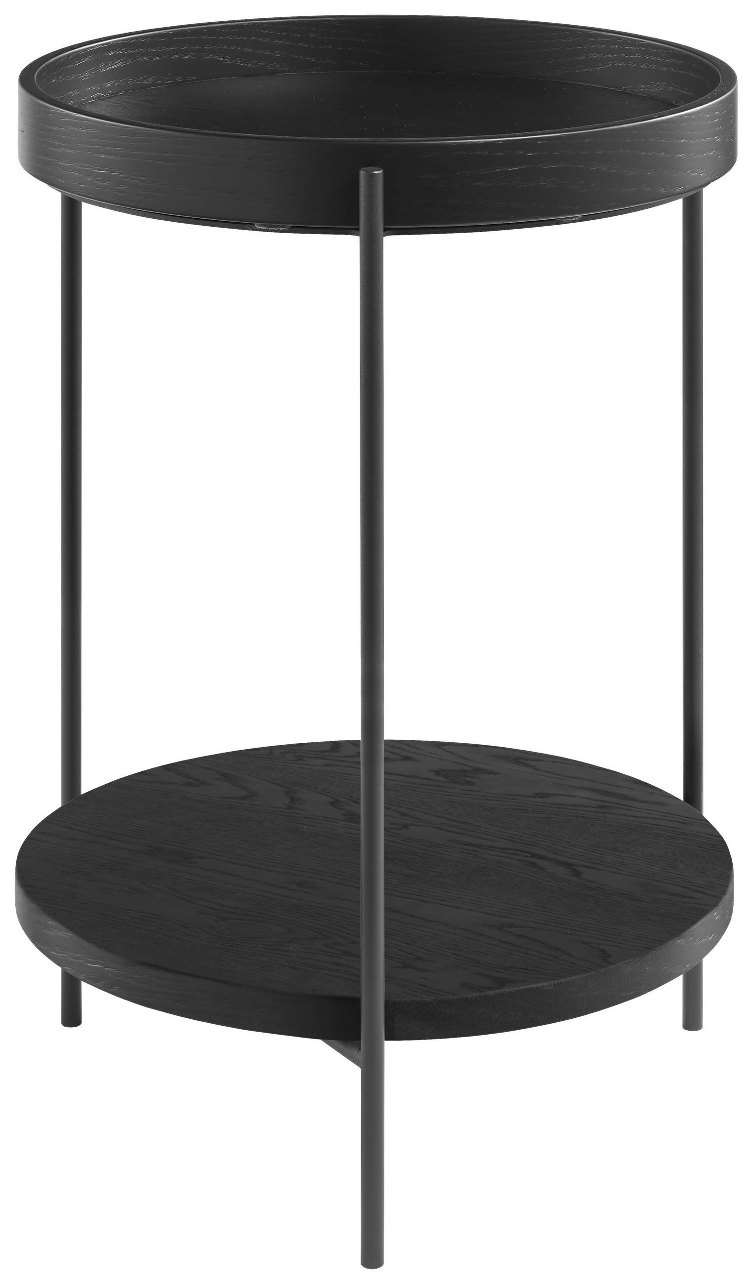 BEISTELLTISCH 43/43/59 cm Eiche furniert Anthrazit, Schwarz rund  - Anthrazit/Schwarz, Design, Holz/Metall (43/43/59cm) - Musterring