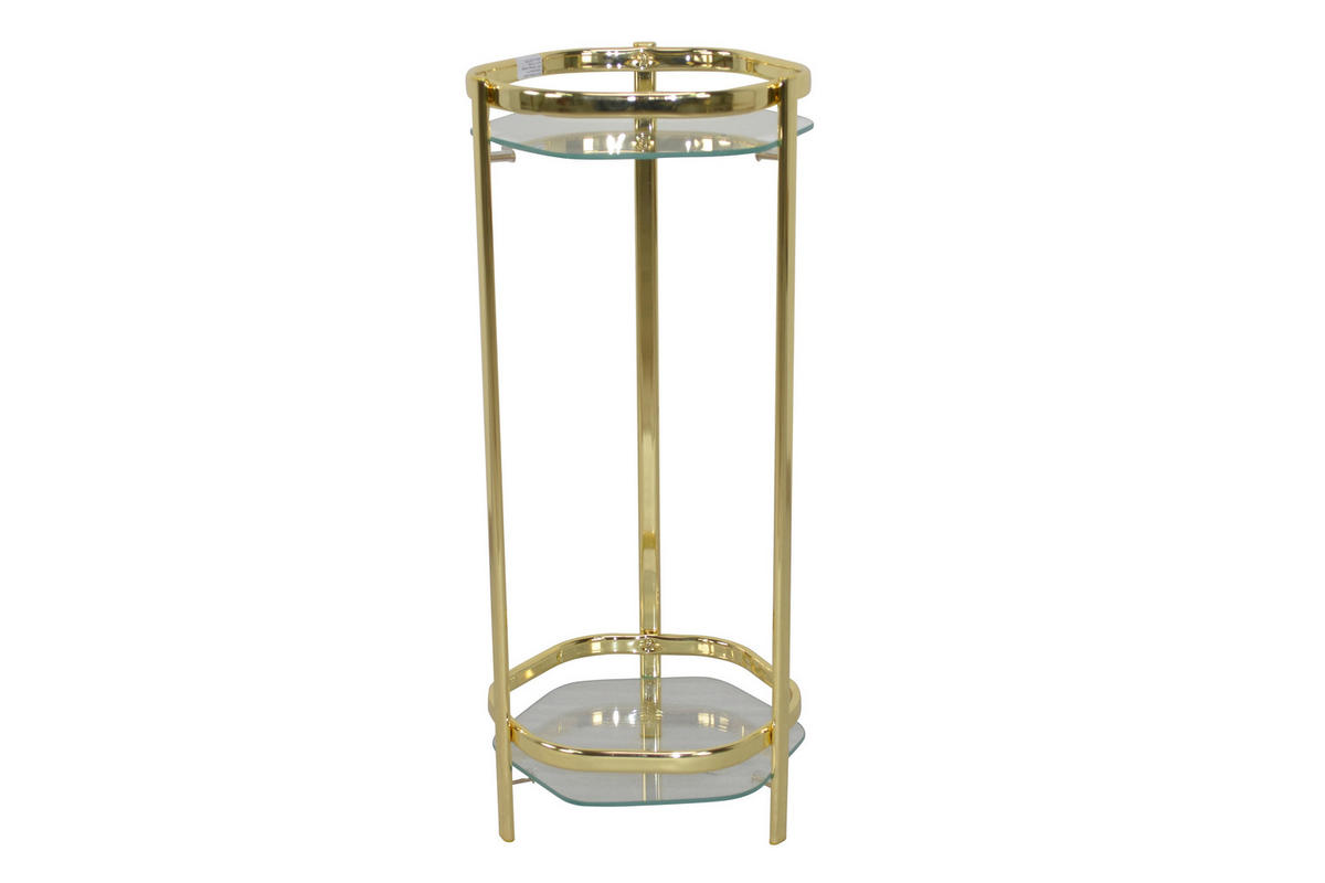 BLUMENTISCH Metall, Glas  - Messingfarben, Design, Glas/Metall (28/28/66cm) - MID.YOU