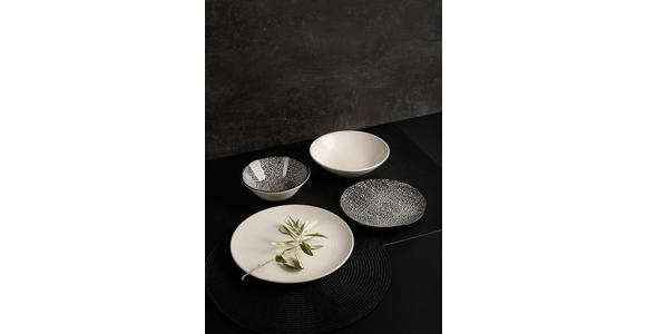 KOMBISERVICE Grau, Schwarz, Weiß 24-teilig 6 Personen  - Schwarz/Weiß, LIFESTYLE, Keramik - Novel