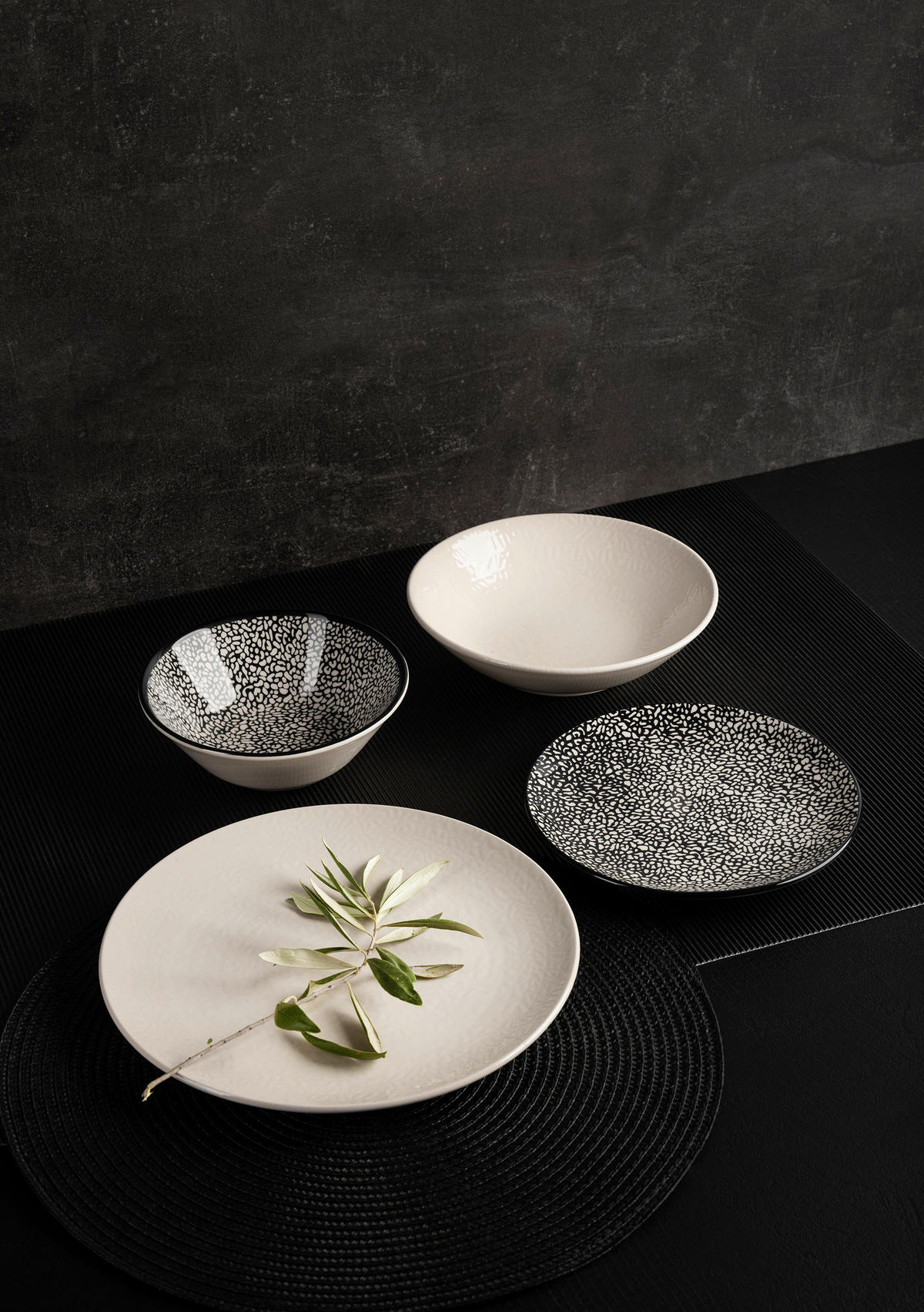 KOMBISERVICE 24-teilig  - Schwarz/Weiß, LIFESTYLE, Keramik - Novel