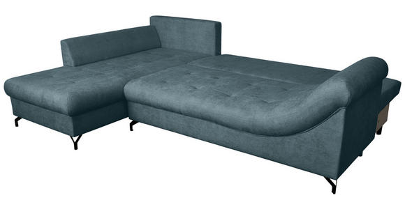 ECKSOFA Blau Struktur  inkl. Rückenkissen, Bettkasten, Schlaffunktion, Rücken echt, Liegefläche im Originalstoff  - Blau/Schwarz, KONVENTIONELL, Textil/Metall (194/274cm) - Carryhome