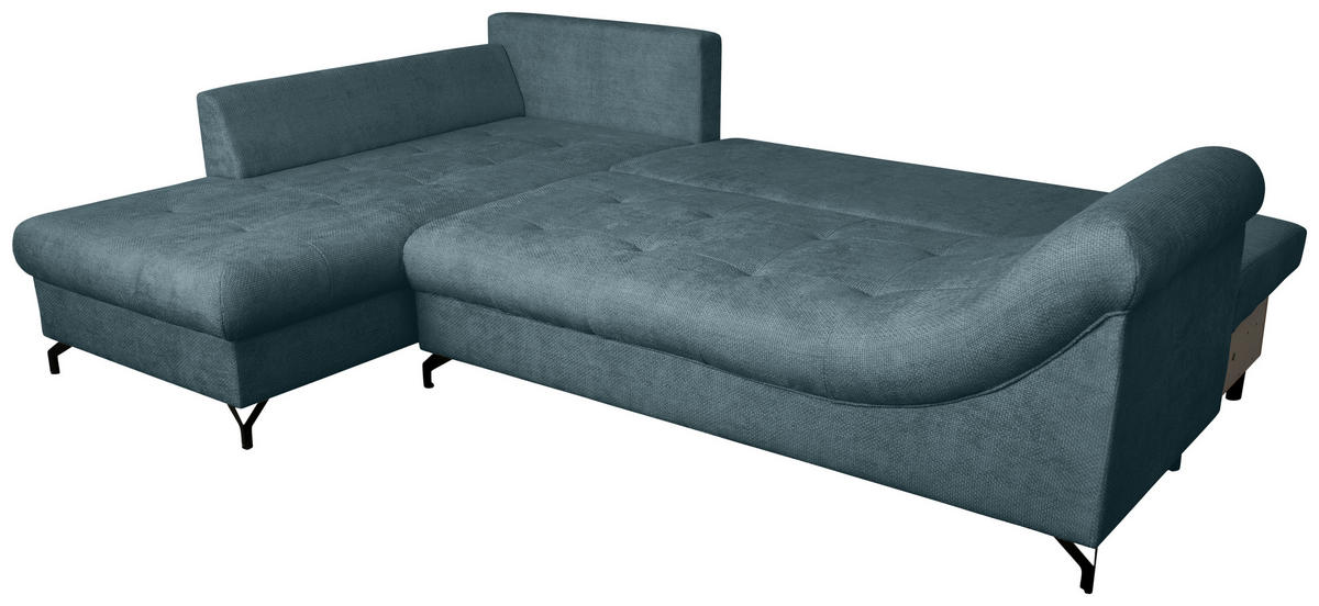 ECKSOFA Blau Struktur  - Blau/Schwarz, KONVENTIONELL, Textil/Metall (194/274cm) - Carryhome