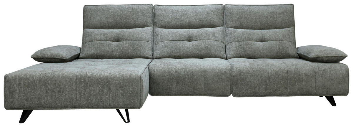 ECKSOFA Grau Chenille  - Schwarz/Grau, Design, Kunststoff/Textil (162/314cm) - Livetastic