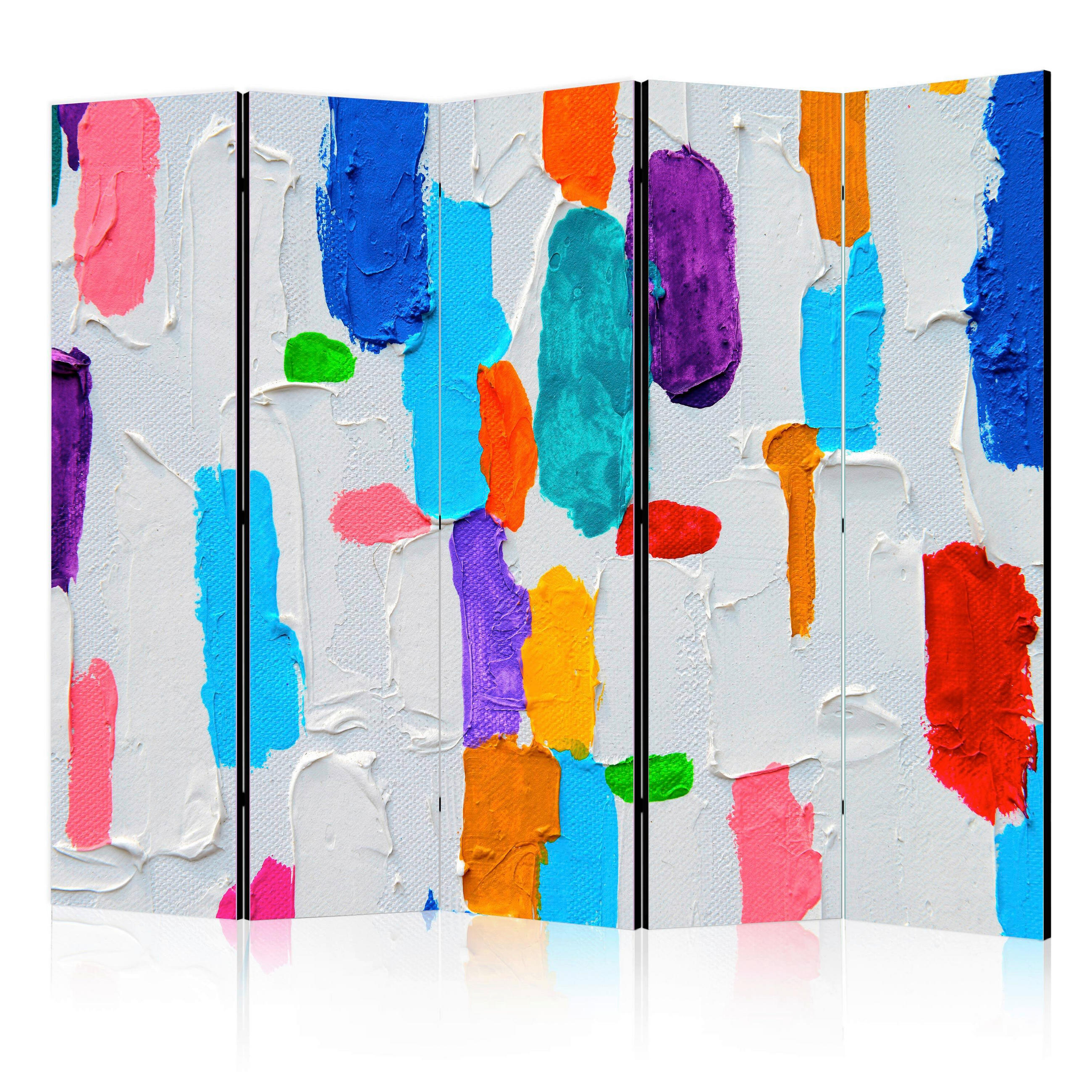 PARAVENT mit 5  Flügel - Multicolor, Basics, Holz/Textil (225/172/3cm) - artgeist