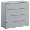 KOMMODE , 80/81/42 cm, 4 Schublade(n)  - Silberfarben/Hellgrau, Design, Holzwerkstoff/Kunststoff (80/81/42cm) - Novel
