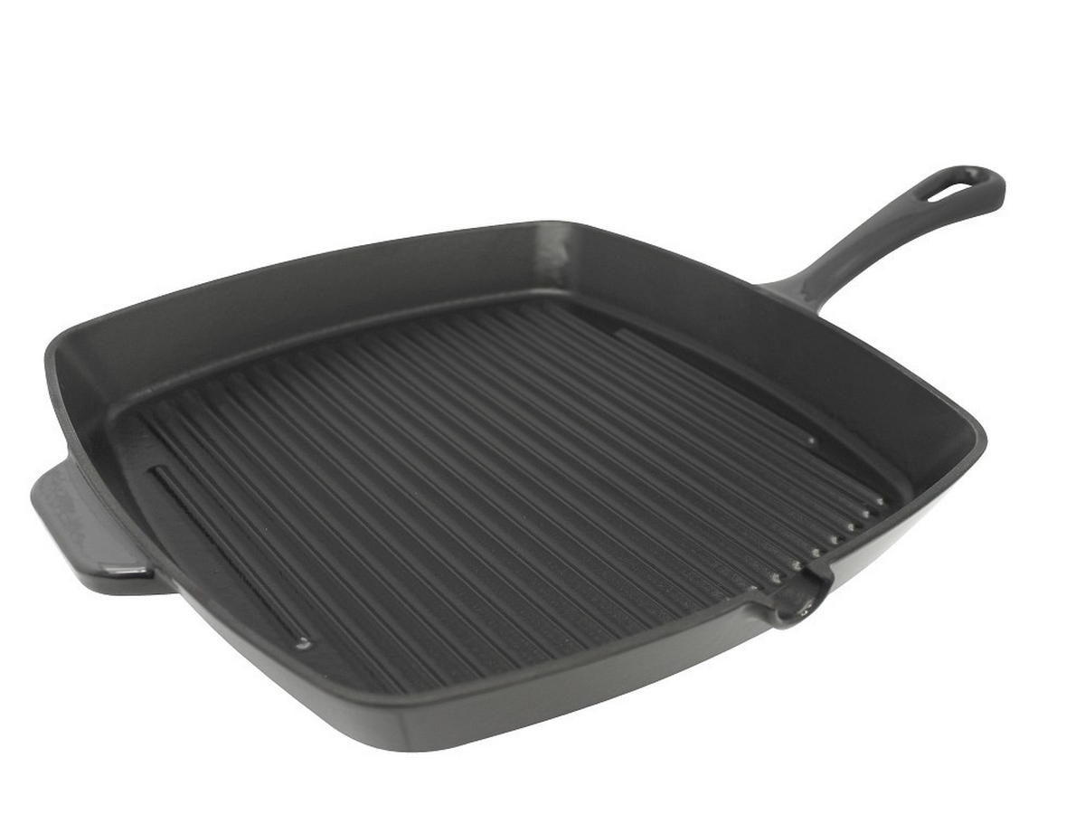 GRILLPFANNE 33928 Guss Grillpfanne Emaille  - Grau, Basics, Metall (28/28cm) - ELO