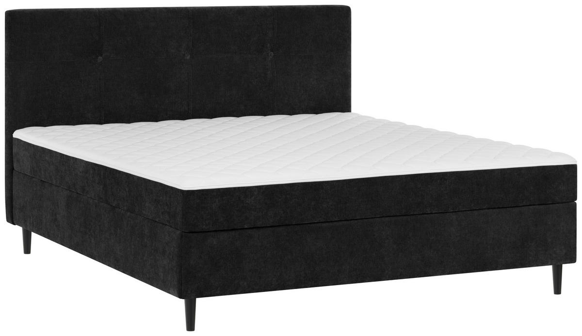 BOXBETT 120/200 cm,  in Schwarz,  - Schwarz, KONVENTIONELL, Holz/Textil (120/200cm) - Welnova