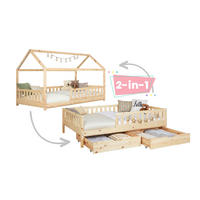 STAURAUMBETT 90/200 cm  in Naturfarben  - Naturfarben, MODERN, Holz (90/200cm) - MID.YOU