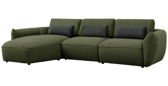 ECKSOFA  in Chenille Waldgrün  190/340 cm  - Waldgrün/Dunkelgrün, Design, Kunststoff/Textil (190/340cm) - Belluti
