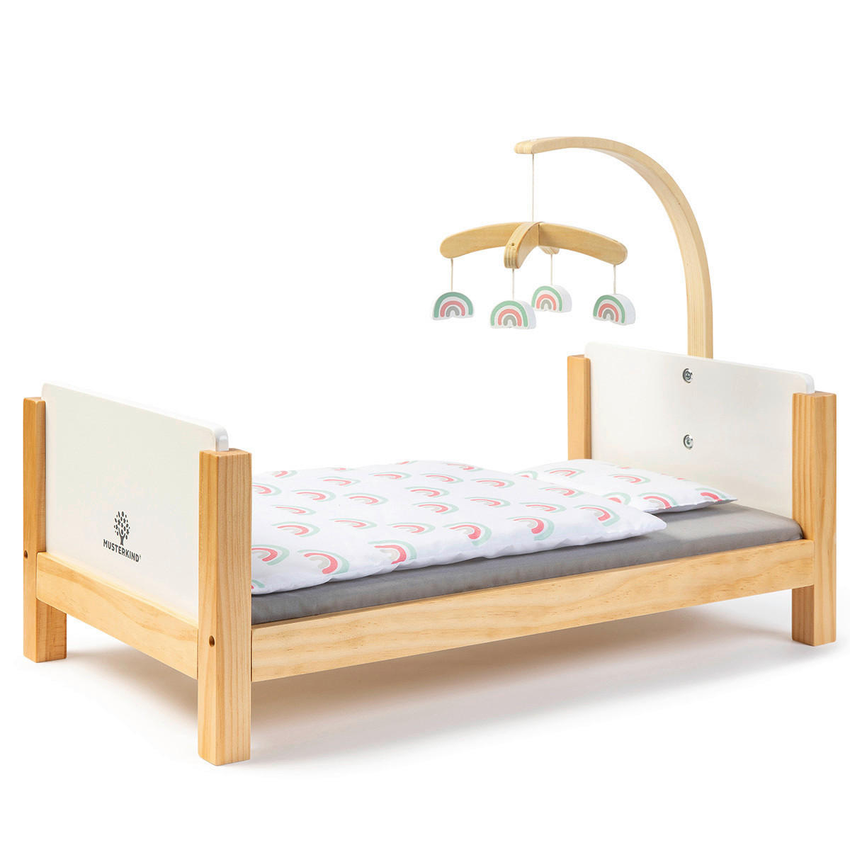 PUPPENBETT BARLIA  - Naturfarben/Weiß, Basics, Holz (55/31/41,5cm) - MUSTERKIND