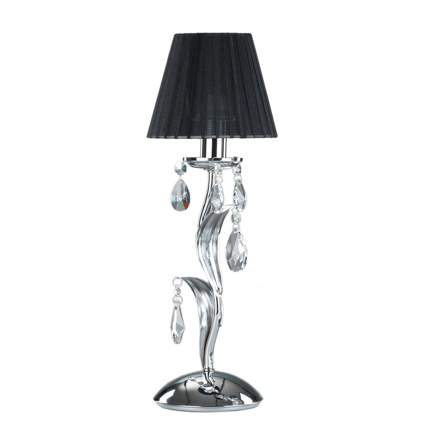 TISCHLEUCHTE 16/45 cm   - Chromfarben/Schwarz, KONVENTIONELL, Textil/Metall (16/45cm)