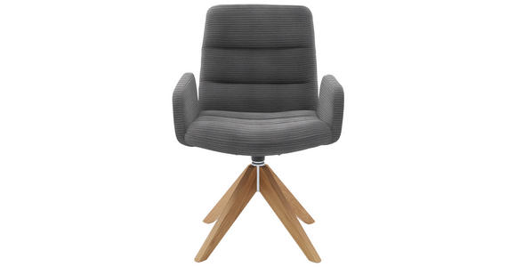 ARMLEHNSTUHL  in Cord  - Dunkelgrau/Naturfarben, Design, Holz/Textil (61/88/66cm) - Dieter Knoll