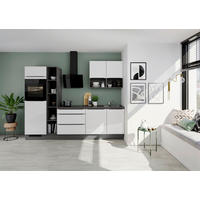 KÜCHENBLOCK 280 cm   Weiss Hochglanz  - Weiss Hochglanz/Dunkelgrau, Design, Holzwerkstoff/Metall (280cm) - Impuls