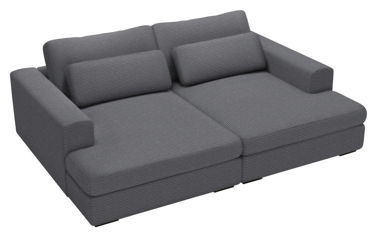 BIGSOFA in Cord Dunkelgrau  - Dunkelgrau/Schwarz, Design, Textil (223/80/158cm) - Lomoco