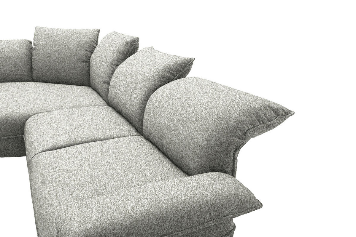 ECKSOFA Chenille Ecru  - Ecru/Schwarz, Design, Kunststoff/Textil (154/343cm) - Koinor