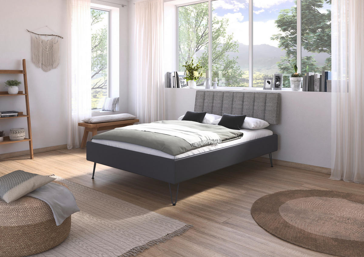 BETT 140/200 cm  in Grau  - Grau, Design, Textil/Metall (140/200cm) - Carryhome