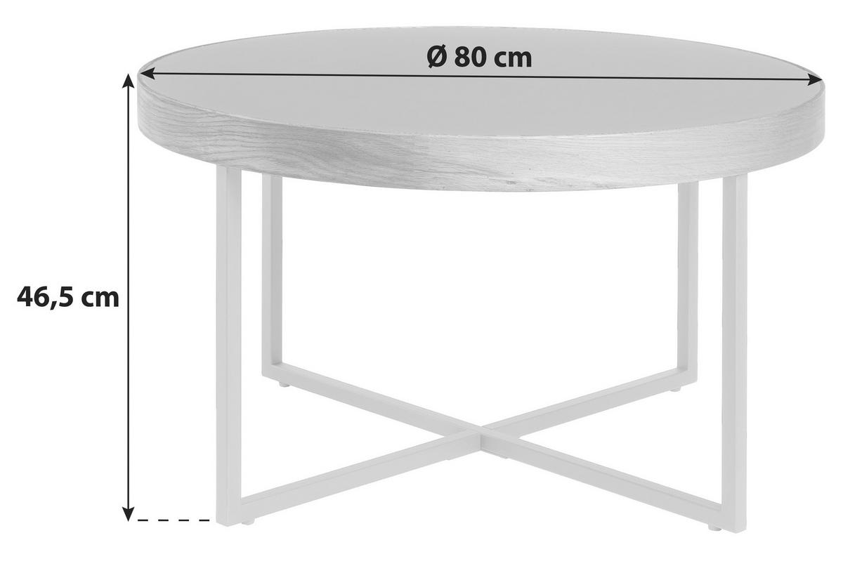COUCHTISCH Eiche massiv rund Naturfarben, Schwarz  - Schwarz/Naturfarben, MODERN, Holz/Holzwerkstoff (80/46,5cm) - Livetastic