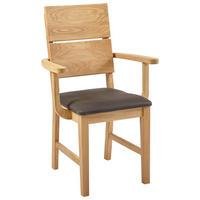 STOLICA S NASLONOM ZA RUKE  tamno smeđa  drvo, tekstil      - tamno smeđa/boje hrasta, Natur, drvo/tekstil (52/95/58cm) - Linea Natura